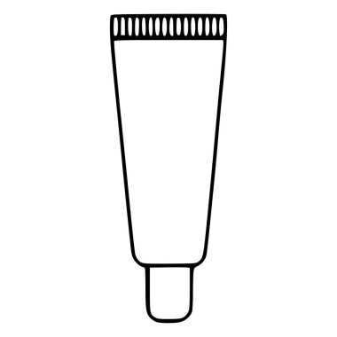 Güzellik ve cilt damgalama için uygun, kaburgalı bir kapaklı kozmetik sıkma tüpünün minimalist vektör çizimi.