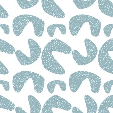Dağınık soyut organik şekillerin kusursuz vektör deseni. İnce noktalı dokusu sessiz mavi ve beyaz..