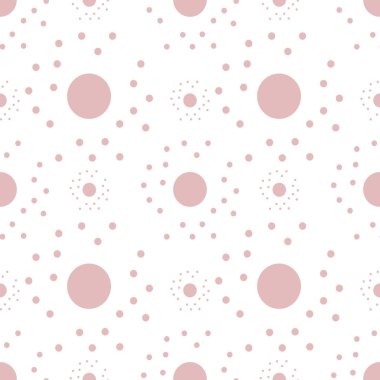 Kusursuz pastel pembe benekli ve dairesel patlama deseni, tasarım için minimalist bir vektör arkaplanı.
