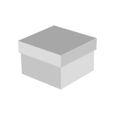 Beyaz arka planda beyaz bir kutu. Nakliye, teslimat kutusu veya konteynır simgeleri