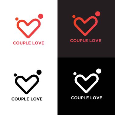 kalp ve insanların kombinasyonu Çift Aşk Logosu Tasarımı