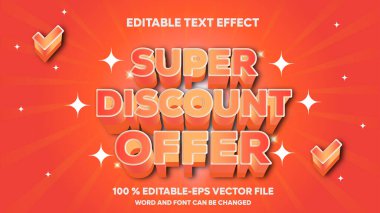 Süper İndirim Teklif 3B Metin Efekti Düzenlenebilir Metin