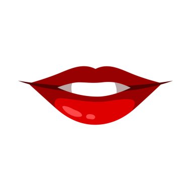 Red lips with various expressions cartoon, digital art illustration. clipart