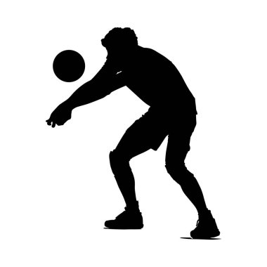 Voleybol oyuncusu siluet vektör tasarımı çizicisi