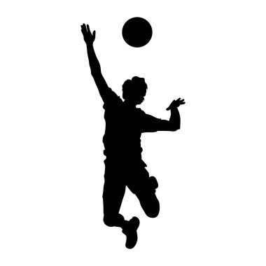Voleybol oyuncusu siluet vektör tasarımı çizicisi