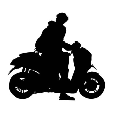 Motosiklet sürücüsü siluet vektör tasarımı illüstratörü