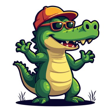 ilüstratör vektörü Timsah Maskotu Logo Şablonu