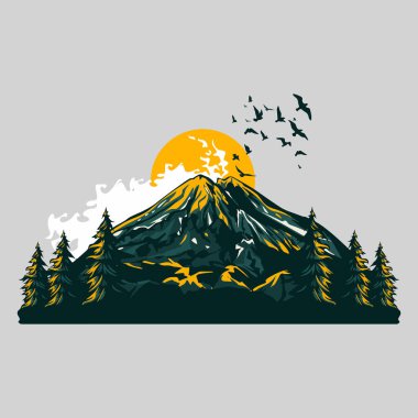 Yogyakarta Mount Merapi Vector Design Illustrator clipart