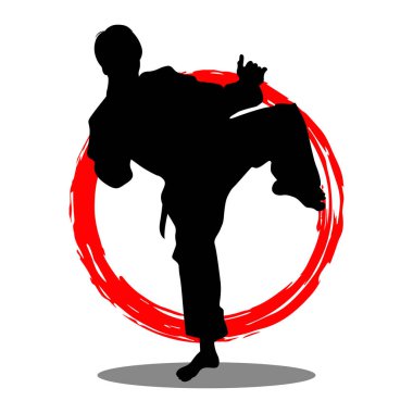 Karate dövüş sanatları silueti logo vektör çizimi