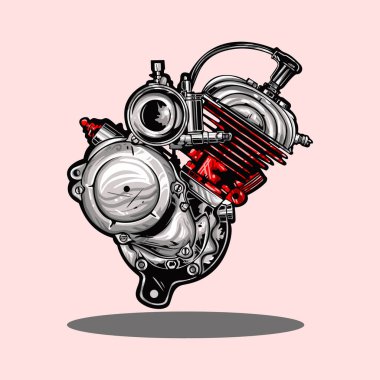 Motor Motor Resminin biraz kırmızı dokunuşlu Vektör ResmiComment