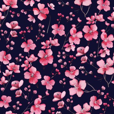 Çiçeklerle sulu boya deseni