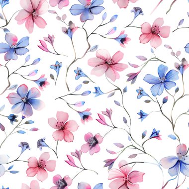 Çiçekler ile Seamless modeli. Çiçek suluboya arka plan.