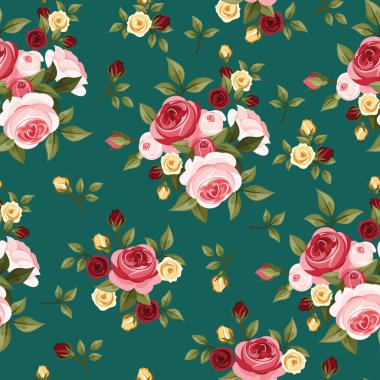 güller ve yaprakları Dikişsiz desen