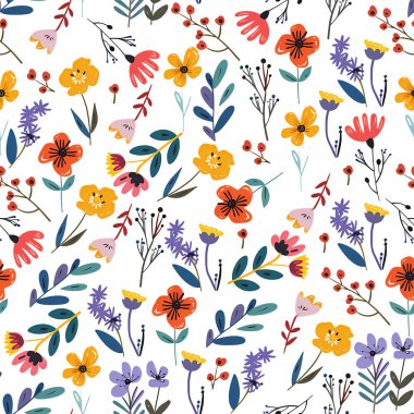 Suluboya çiçekli kusursuz desen