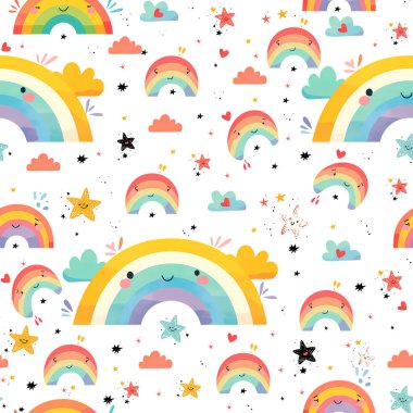 gökkuşağı ve bulutlar pürüzsüz desen