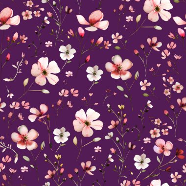 Çiçeklerle sulu boya deseni