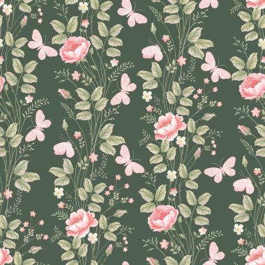 Suluboya çiçekli kusursuz desen