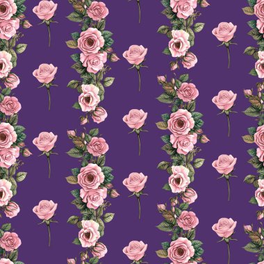 Suluboya gül seamless modeli