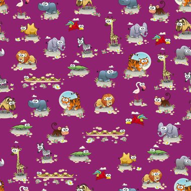 çizgi filmlerdeki sevimli hayvanlar çocuklar için kusursuz desenler.