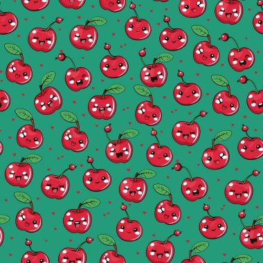Mavi zemin üzerinde kırmızı elmalar olan pürüzsüz desenlerin çizimi.