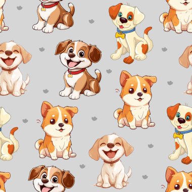 Tatlı köpekli kusursuz çizgi film deseni.