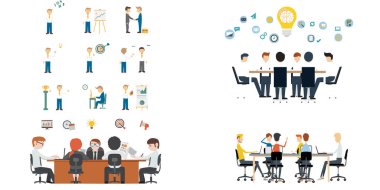 İş adamları vektör illüstrasyonunu ayarladı