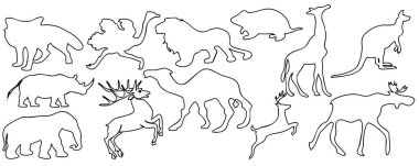 Hayvan siluetleri seti. vektör illüstrasyonu