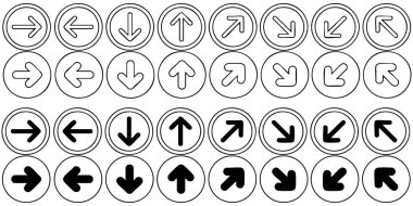 Oklar ve sağ sol işaretler ayarlandı, düz simgeler