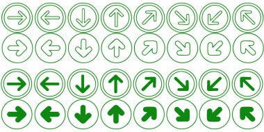 Oklar ve sağ sol işaretler ayarlandı, düz simgeler