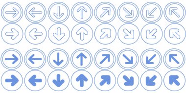 Oklar ve sağ sol işaretler ayarlandı, düz simgeler