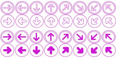 Oklar ve sağ sol işaretler ayarlandı, düz simgeler