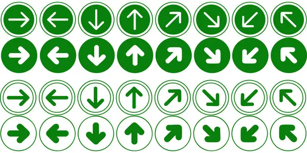 Yeşil ok ikonu seti. vektör illüstrasyonu