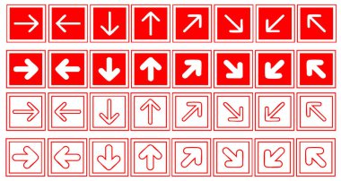 Kırmızı simgelerin vektör illüstrasyonu