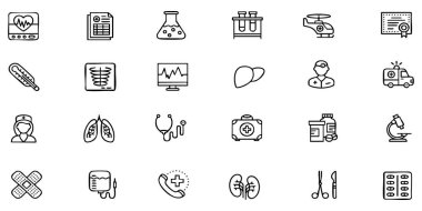 tıp ve tıbbi simge seti, satır biçimi