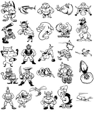 Korsan çizgi film karakterleri, çeşitli hayvan ve balıkların çizgi film karakterleri.