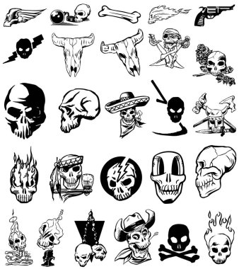 Çeşitli kafataslarının vektör çizimi