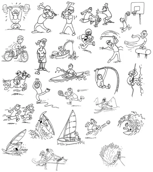 komik bir spor aktivitesinin karikatür vektör çizimi.