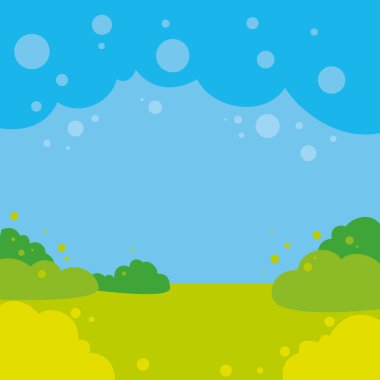 Çocukların parlak vektör arka planı, çimen, çayır