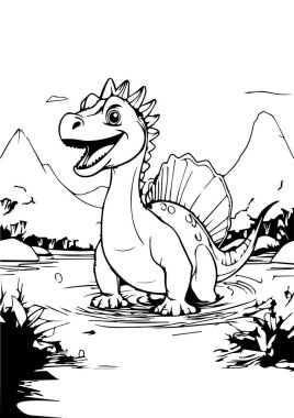 Tarih Öncesi Orman Sahnesinde Neşeli Spinosaurus