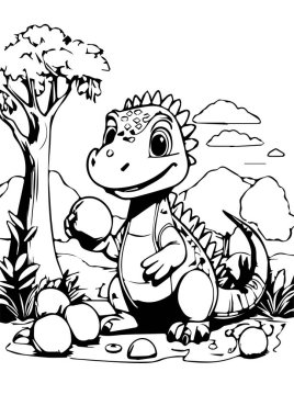 Tarih Öncesi Sahnede Yumurtalı Oyuncak Bebek Dinozor