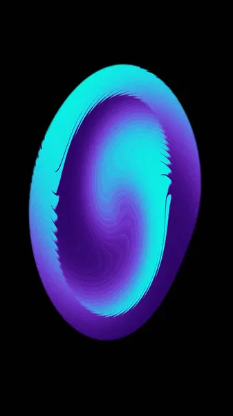 Siyah bir arkaplan poster tasarımında parlayan mavi ve mor gradyan şekil