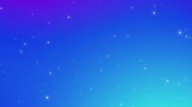 Parlak mavi ve mor renkli bir arkaplanda parıldayan ışıltılı parçacıklar canlanıyor