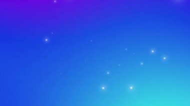Parıldayan parçacıklar parlak mavi ve mor renkli bir arkaplanda hareketli animasyon akışı