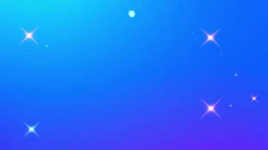 Parlak mavi ve mor renkli bir arkaplanda parıldayan ışıltılı parçacıklar canlanıyor