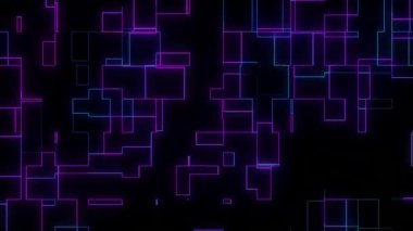 neon dijital ızgara blokları titreşen animasyon arkaplanı 4k dijital arkaplan