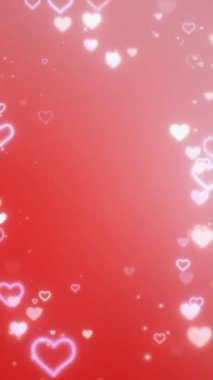 kırmızı ve pembe renkli animasyon arkaplanı parlayan kalp animasyonuyla