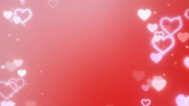 kırmızı ve pembe renkli animasyon arkaplanı parlayan kalp animasyonuyla