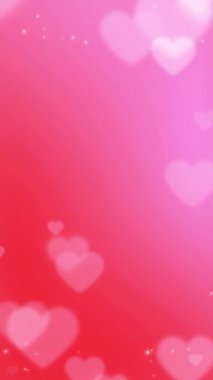 kırmızı ve pembe renkli animasyon arkaplanı parlayan kalp animasyonuyla