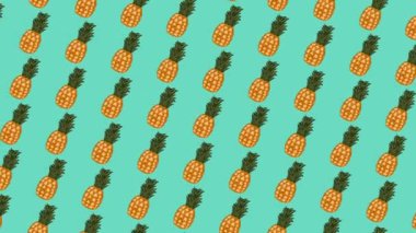 Kusursuz ananas desenli arka plan, ananas desenli animasyon mavi arkaplan