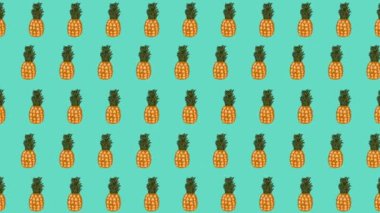 Kusursuz ananas desenli arka plan, ananas desenli animasyon mavi arkaplan